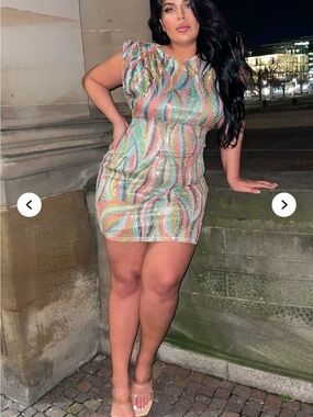 NWT Fashion Nova Iridescent Swirl Sequin Mini Dress